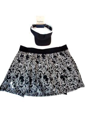 Tommy Bahama Everyday Active Skort With Matching Visor Black & White Floral  XL